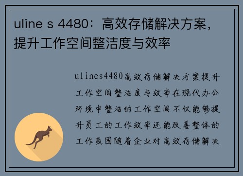 uline s 4480：高效存储解决方案，提升工作空间整洁度与效率